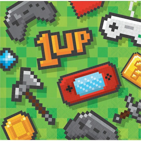 Creative Converting Video Game Party Beverage Napkins, 5"x5", 192PK 336037